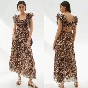 Anthropologie Love The Label Mirabelle Ruffled Maxi Dress Size M